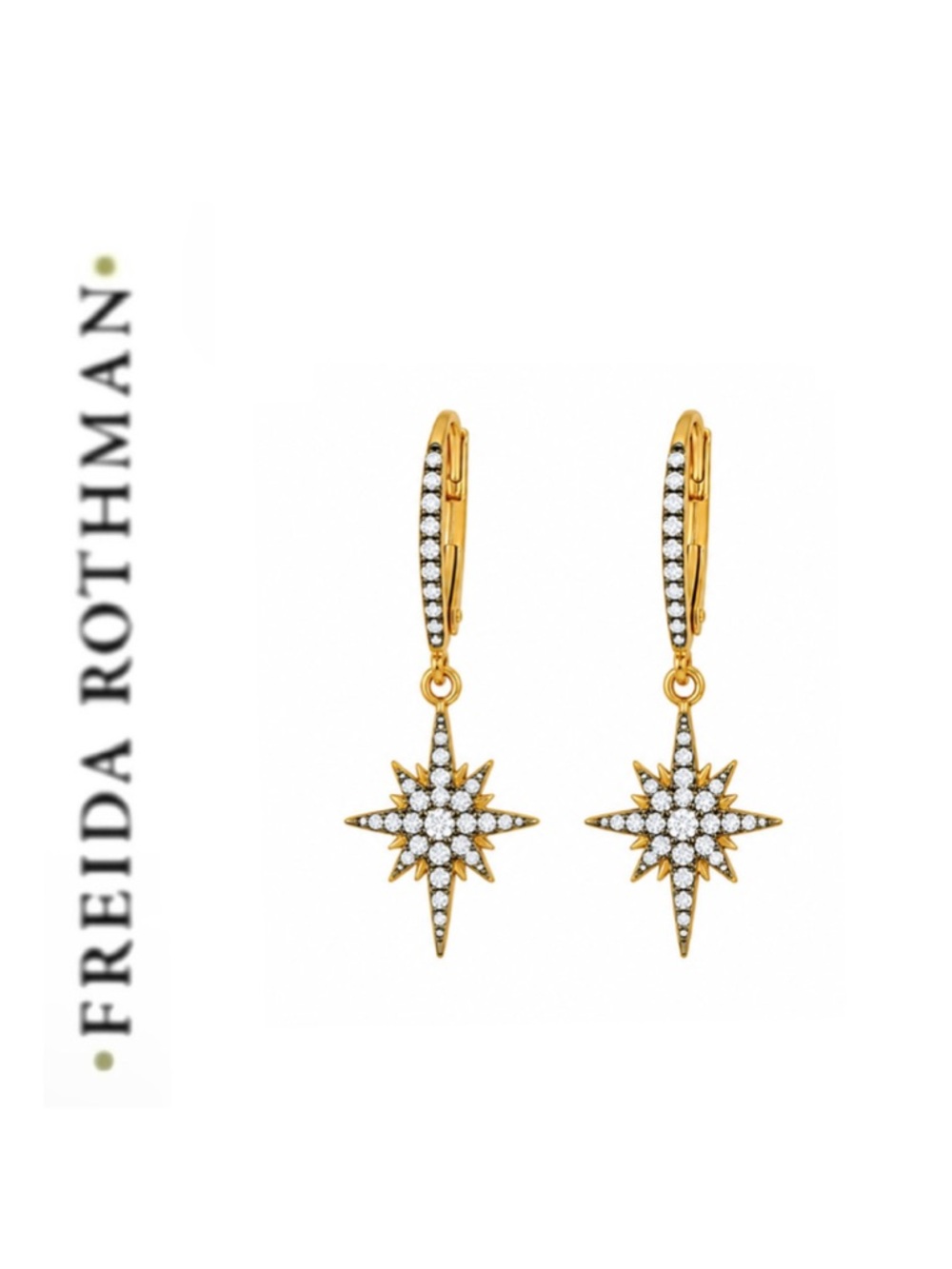 Freida Rothman CELESTIAL DROP LEVERBACK EARRINGS Sterling Silver, Gold, Rhodium